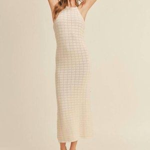 Free People Women Natural Mallorca Sweater Knit Beach Midi Dress Size XL NWT